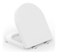 SREWOHS PRO Tavoletta WC a Chiusura Rallentata, Copriwater Forma D, Coperchio Water, Asse WC, Sedile WC, Copri Water WC Chiusura Ammortizzata, Tavoletta WC con Sgancio Rapido a un Pulsante, Bianco