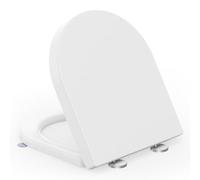 SREWOHS PRO Tavoletta WC, Copriwater a Chiusura Rallentata, Coperchio Water, Asse WC, Sedile WC Forma D, Copri Water WC Chiusura Ammortizzata, Bianco, Tavoletta WC con Sgancio Rapido a un Pulsante