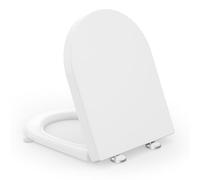 SREWOHS PRO Tavoletta WC, Sedile WC Forma D, Copriwater a Chiusura Rallentata, Coperchio Water, Asse WC, Copri Water WC Chiusura Ammortizzata, Tavoletta WC con Sgancio Rapido a un Pulsante, Bianco