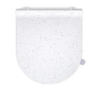SREWOHS PRO Tavoletta WC Ultra sottile Universali D Forma, Sedile WC, Urea-Formaldeide Chiusura Ammortizzata tavoletta wc con Sgancio Rapido a un Pulsante,Marmo Bianco, 42,5 * 36,2 cm