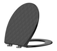 SREWOHS PRO WC Sedile Forma O, PP Inalterabile Anti-UV, Soft Close Doppia, Quick Release, Maniglia Integrata, Design 3D Effetto Pelle, Montaggio Top Mount Incluso Dima e Video