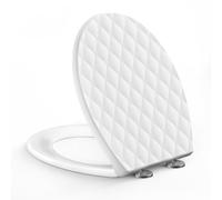 SREWOHS PRO WC Sedile Forma O, PP Resistente, Design 3D Effetto Pelle, Anti-UV, Soft Close Doppia, Quick Release e Maniglia Integrata, Montaggio Top Mount Incluso Dima e Video