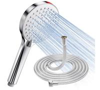 Soffione doccia con tubo ad alta pressione - SREWOHS - Soffione doccia a risparmio di acqua anticalcare, doccia a pioggia con 5 tipi, getto potente da incasso per piastrelle da bagno