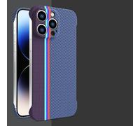 SRGDRR Custodia per telefono senza telaio in fibra di carbonio antiurto per iPhone 12 13 14 15 Pro Max Slim Cover protettiva senza bordi posteriore Funda, viola contro blu, per iPhone 15 Pro