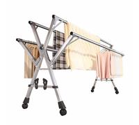 SRHIMEOS Grande Stendibiancheria Retrattile con Ruote Bloccabili 1.5m, Stendino da Esterno per Lenzuola, Porta Abiti Pieghevole, Stendino Acciaio Inox Allungabile Salvaspazio