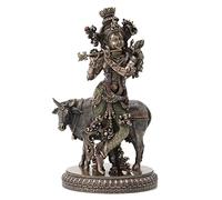Sri Krishna Culture - Nuovo in piedi Krishna giocando flauto oltre a mucca-altezza-10,5 pollici per la decorazione domestica-multicolore
