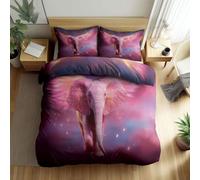 Srigzcaly Biancheria da letto 135 x 200 cm, motivo: cielo dei sogni, elefante, set di biancheria da letto liscio e deluxe, per bambini, con chiusura lampo + 2 federe da 80 x 80 cm