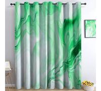 Srigzcaly Tende oscuranti con occhielli in marmo liquido astratto, morbide, isolate termicamente, colore verde, facili da pulire, per camera da letto e soggiorno, 117 x 137 cm, 2 pannelli