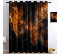 Srigzcaly Tende oscuranti per camera da letto e soggiorno, decorazione domestica, galassia dell'universo spaziale, tende isolate termicamente, gialle, 100% tende oscuranti L 132 x L 182,9 cm