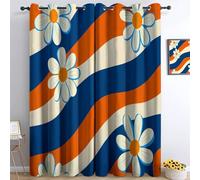 Srigzcaly Tende oscuranti vintage floreali ondulate margherite per camera da letto, 213,4 cm, con occhielli, per soggiorno e camera dei ragazzi, super morbide, isolamento termico, 2 pannelli di