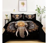 Srigzcaly trapunta Matrimoniale Elefante loto surrealista Piumone Anallergico Morbida Microfibra, nero Piumino Lavabile Trapunta Caldo Reversibile Traspirante Trapunte 220x240cm