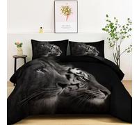 Srigzcaly trapunta Singolo Animali surrealisti: leoni e tigri Piumone Anallergico Morbida Microfibra, nero Piumino Lavabile Trapunta Caldo Reversibile Traspirante Trapunte 135x200cm