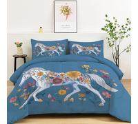 Srigzcaly trapunta Singolo Cartone animato fiore cavallo bianco Piumone Anallergico Morbida Microfibra, azzurro Piumino Lavabile Trapunta Caldo Reversibile Traspirante Trapunte 135x200cm