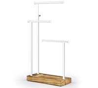 SRIWATANA Espositore per gioielli, extra alto, supporto per collane a 3 ripiani, idea regalo (carbonizzato nero e bianco)