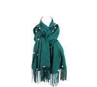 SRIWTDX Sciarpe invernali da donna in cashmere con perle artificiali, caldo scialle di pashmina avvolgente morbido lungo sciarpa di Natale coperta per le donne,Verde