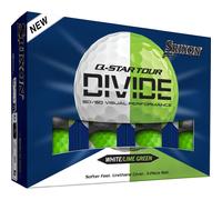 Srixon Q-STAR TOUR DIVIDE, Palline da golf in uretano bicolore, Sensazione morbida, distanza ottimizzata, Nucleo FastLayer con compressione 74, Idea regalo per golfisti, Confezione da 12, Bianco/Verde