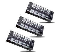 SRJQXH 3 Pezzi 5 Position Morsettiere, 600V 25A Terminali a Vite a Doppia Fila, con Copertura Protettiva Morsettiere, Può Essere Utilizzato per Elettrodomestici, Circuiti Elettronici, Macchine