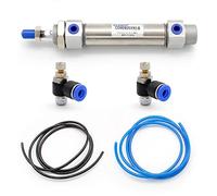 SRJQXH Diametro Stelo 20mm Cilindro Pneumatico Con 6MM 1/8" Valvola di Controllo Del Fiusso Due Colori Diversi Tubo Pneumatico in PU, 1/8" Attacco Cilindro PT, Corsa 50mm, Doppio Effetto