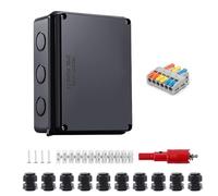 SRJQXH Scatola Derivazione Esterna, Nero IP65, ABS, Include Scatola Derivazione Esterna, Dimensioni 150 x 110 x 70 mm, Fino a 10 Cavi ø 6-12 mm, Facile da Installare, Per Scantinati, Garage e Altro