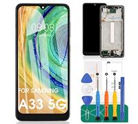 SRJTEK Display LCD per Samsung A33 5G per Samsung Galaxy A33 Touch Screen di ricambio per Galaxy A33 Digitizer A336 Kit di riparazione con telaio (nero, nessun riconoscimento delle impronte digitali)