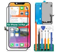 SRJTEK Incell - Kit di riparazione per schermo LCD di ricambio per iPhone 14 Plus A2886, A2632, A2885, A2896, A2887 Full HD e digitalizzatore touch 3D (nero, area di visualizzazione più piccola)