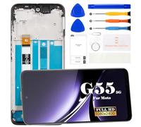SRJTEK Kit di riparazione per display LCD Motorola Moto G55 XT2435-2 con display LCD touch screen (nero, con cornice)
