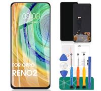 SRJTEK OLED per OPPO Reno2 Display LCD per OPPO Reno 2 Sostituzione dello schermo CPH1907 Touch Digitizer Kit di riparazione senza cornice (nero, con riconoscimento delle impronte digitali)