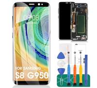 SRJTEK OLED per Samsung Galaxy S8 Display LCD per Samsung Galaxy S8 G950 Sostituzione dello Schermo SM-G950 Kit di Riparazione del digitalizzatore Touch con Telaio (Nero, con Impronta Digitale)