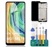 SRJTEK Per Samsung Galaxy M31 Schermo LCD M315 Ricambio Schermo M315F Display LCD Touch Digitizer Assembly SM-M315F, SM-M315F/DS Kit di riparazione (con telaio nero)