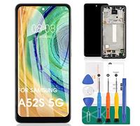 SRJTEK Schermo di Ricambio INCELL per Samsung Galaxy A52S 5G SM-A528B SM-A528N Display LCD Touch Digitizer Assembly con Cornice (Nero, Senza Funzione Impronta Digitale)
