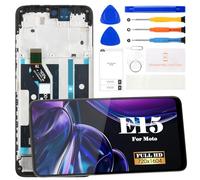 SRJTEK Schermo LCD di ricambio per Motorola Moto E15 XT2523-6 XT2523-8 Touch Screen Digitizer Assembly Kit di riparazione (nero, con telaio)