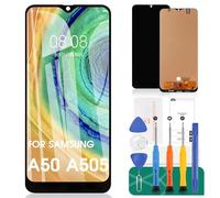 SRJTEK Schermo LCD di ricambio TFT per Samsung Galaxy A50 da 6,4 pollici, display LCD SM-A505, kit di riparazione digitalizzatore touch, senza cornice (nero, nessuna funzione FigerPrint)