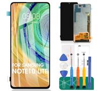 SRJTEK Schermo OLED per Samsung Galaxy Note 10 Lite Schermo LCD Sostituzione Schermo SM-N770F Digitalizzatore Touch Kit di riparazione senza cornice (nero, con riconoscimento delle impronte digitali)