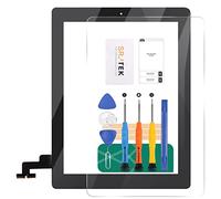 SRJTEK Sostituzione dello Schermo per iPad 2 A1395 A1396 A1397 Kit di Assemblaggio Vetro Digitalizzatore Touch Screen Tasto Home+Supporto per Camerale+Adesivo Preinstallato+Cornice Centrale (Nero)