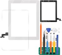 SRJTEK Sostituzione dello Schermo per iPad 2 A1395 A1396 A1397 Kit di Assemblaggio Vetro Digitalizzatore Touch Screen Tasto Home+Supporto per Camerale+Adesivo Preinstallato+Cornice Centrale (Bianco)