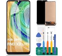 SRJTEK TFT per Oppo Find X2 Lite Display LCD per Oppo Find X2 Lite Sostituzione dello schermo CPH2005 Touch Digitizer Kit di riparazione senza cornice (nero, senza impronte digitali)