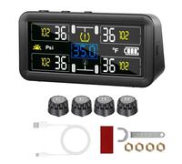SRKATI TPMS Solare 4/6 sensori Esterni 0~9,9 Bar Camion Camper Display LCD Digitale Allarme Pressione Pneumatici Auto Impermeabile(4 Wheel External)