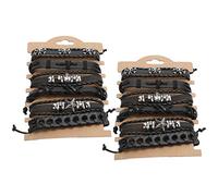 Srliya 12 Pezzi Bracciale in Pelle Intrecciata, Gioielli per Cuffia da Polso Regolabile Vintage, Viaggi, Feste con Pelle Divisa, PU, corda di Canapa