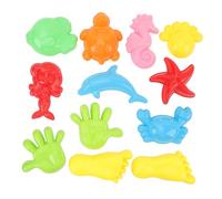Srliya 12 Pezzi Giocattoli di Sabbia Giocattoli da Spiaggia Stampo per Sabbia Colori Vivaci e Forme Interessanti ABS Non Velenoso Facile da Pulire Stimola L'immaginazione con Cust
