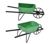 Srliya 2 Pezzi 1:12 Carriola in Miniatura per Casa delle Bambole, Carrello da Giardino in Metallo, 13,8x5 Cm, Accessorio per Bambola con Decorazioni da Fiaba