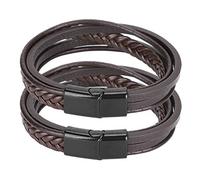 Srliya 2 Pezzi Bracciale in Pelle PU Casual con Chiusura a Magnete Vintage, Decorazione della Moda Intrecciata per Uomini, Donne, Realizzata in PU, Lega di Zinco, Stile (Fibbia nera in