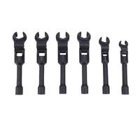 Srliya 6pcs Long Flex Crows Crenk Line Set Linea del Piede Set 3/8 Pollici Derv Iniector Fuer Line Metric Crowfoot Grences per Dadi 12-19 Mm con Scatola di Archiviazione