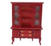 Srliya Armadio in legno in scala 1:12, libreria casa delle bambole, armadietto con porta apribile, cassetto camera, armadio classico a tre piani con due ante