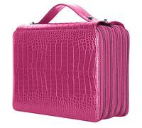 Srliya Astuccio con Design a 5 Strati, 252 Slot (Rosa Rossa) | Grande capacità, materiale PU resistente, cinghie regolabili, design portatile