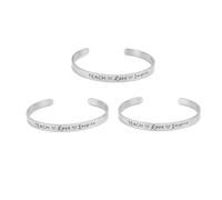 Srliya Bracciale per Cuffia per Incisione in Acciaio Inossidabile Regolabile, Set di Bracciali D'argento da 3 Pcs, per Uomini Donne con Parole di Gratitudine, Stile Minimalista Adatto