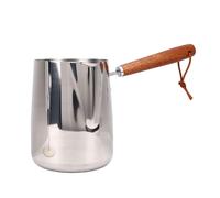 Srliya Brocca per Schiuma di Latte con Manico in Legno con Beccuccio Liscio, Brocca per Schiuma di Latte in Acciaio Inossidabile Multiuso per Sciogliere Burro o Cioccolato Adatta per Baristi (1000 ml)