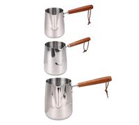 Srliya Brocca per Schiuma di Latte con Manico in Legno con Beccuccio Liscio, Brocca per Schiuma di Latte in Acciaio Inossidabile Multiuso per Sciogliere Burro o Cioccolato Adatta per Baristi (350 ml)