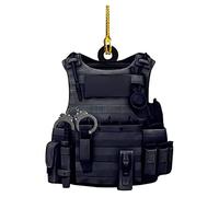 Srliya Ciondolo Natalizio Equipaggiamento della Polizia in Acrilico Ciondolo Ornamentale per Albero di Natale, Decorazioni Fai-da-te per Specchietto Retrovisore Auto, Decorazione per