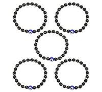 Srliya Confezione di Braccialetti Evil Eye, Perline di Vetro Blu da 6 Mm | Materiale in lega resistente, design elegante, amuleto protettivo, adatto come regalo, stile elasticizzato versatile