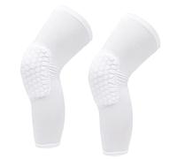 Srliya Ginocchiera a Compressione Anti-collisione Allungata Unisex da 2 Pezzi per Basket (Bianco)